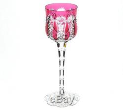 Baccarat Conde Cranberry Rose Cut to Clear Cased Crystal Wine Goblet Vintage