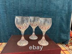 Baccarat Crystal Clear Glass Massena Claret Wine Glasses Set of 3 Made in France