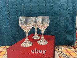 Baccarat Crystal Clear Glass Massena Claret Wine Glasses Set of 3 Made in France