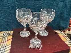 Baccarat Crystal Clear Glass Massena Claret Wine Glasses Set of 3 Made in France