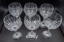 Baccarat Crystal France Massena Bordeaux Wine Glasses 5 7/8 Set of 6 FREE SHIP