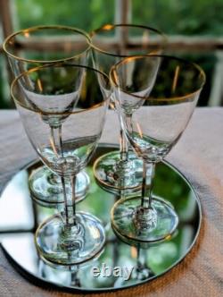 Baccarat France Directoire Gold Rim Vtg Highest Quality Crystal Wine Glass 6.5