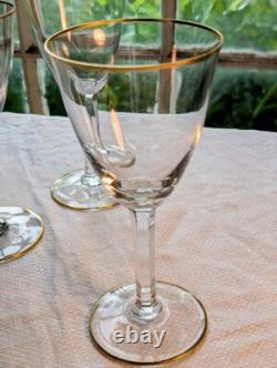 Baccarat France Directoire Gold Rim Vtg Highest Quality Crystal Wine Glass 6.5