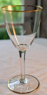 Baccarat France Directoire Gold Rim Vtg Highest Quality Crystal Wine Glass 6.5