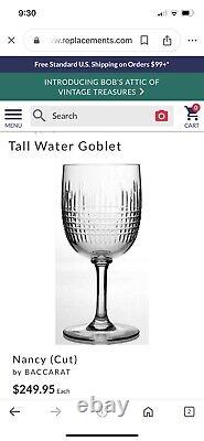 Baccarat France Nancy Water Goblet 6 3/4Glass Wine Discontinued Vintage EUC