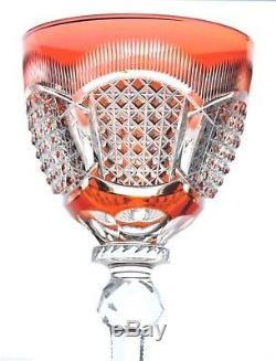 Baccarat Orange Cut to Clear Cased Crystal Wine Goblet Vintage