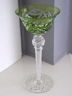 Baccarat Val St Lambert Vintage Emerald Cased Cut Clear Wine Goblet