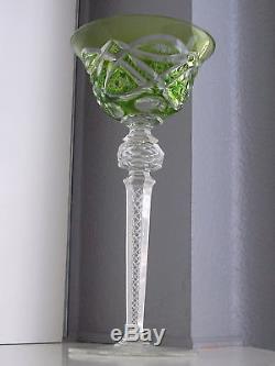 Baccarat Val St Lambert Vintage Emerald Cased Cut Clear Wine Goblet