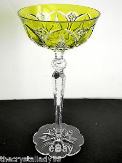 Baccarat Val St Lambert Vintage Lime Paridot Cased Cut Clear Wine Goblet