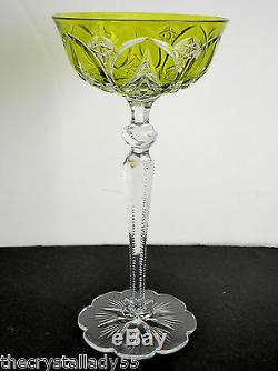 Baccarat Val St Lambert Vintage Lime Paridot Cased Cut Clear Wine Goblet