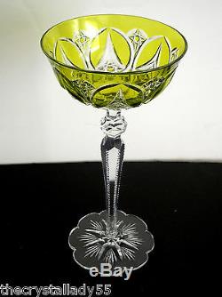 Baccarat Val St Lambert Vintage Lime Paridot Cased Cut Clear Wine Goblet