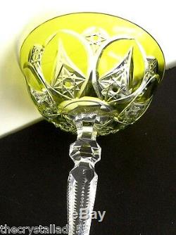 Baccarat Val St Lambert Vintage Lime Paridot Cased Cut Clear Wine Goblet