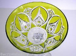 Baccarat Val St Lambert Vintage Lime Paridot Cased Cut Clear Wine Goblet