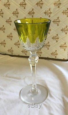 Baccarat Vintage Austerlitz Green (Chartreuse) Cut to Clear Rhine Wine Glass (1)