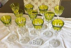 Baccarat Vintage Austerlitz Green (Chartreuse) Cut to Clear Rhine Wine Glass (1)