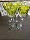 Baccarat Vintage Austerlitz Green(Chartreuse) Cut to Clear Rhine Wine Glasses(4)