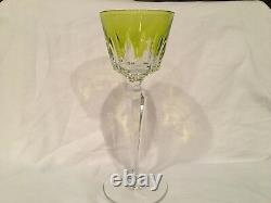 Baccarat Vintage Austerlitz Green(Chartreuse) Cut to Clear Rhine Wine Glasses(4)