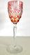 Baccarat Vintage Cranberry Pink Cased Cut Clear Crystal 8 3/4 Wine Goblet