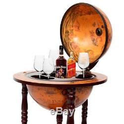 Bar Cabinet Cart Wine Rack Liquor Whiskey Glass Vintage Storage Table Globe