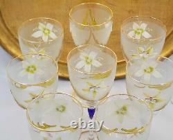 Barbini Vintage Murano Wine Glasses Lead Crystal Hand Painted Set of Eight