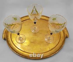 Barbini Vintage Murano Wine Glasses Lead Crystal Hand Painted Set of Eight