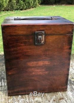 Beautiful Antique Vintage Wooden Wine Box With Bottles and Glasses