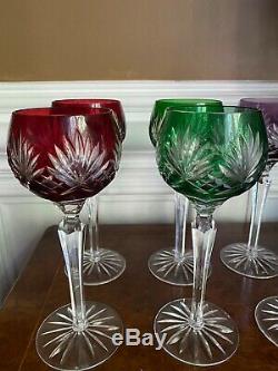 Beautiful Vintage Bohemian Czech Crystal Cut to Clear Wine Goblets (8)