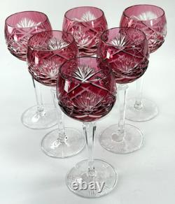 Beautiful Vintage Nachtmann 124 Collection Cranberry Wine Glasses Set of Six