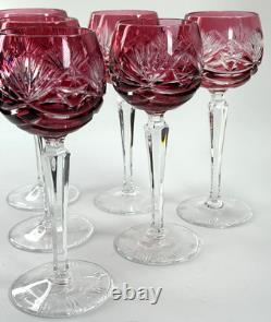Beautiful Vintage Nachtmann 124 Collection Cranberry Wine Glasses Set of Six
