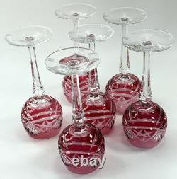 Beautiful Vintage Nachtmann 124 Collection Cranberry Wine Glasses Set of Six