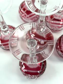 Beautiful Vintage Nachtmann 124 Collection Cranberry Wine Glasses Set of Six