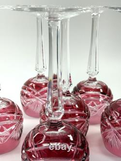 Beautiful Vintage Nachtmann 124 Collection Cranberry Wine Glasses Set of Six