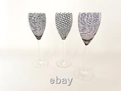 Beautiful Vintage Set Of 3 Steven Maslach Wine Glasses Signed Set! 1981 & 1984