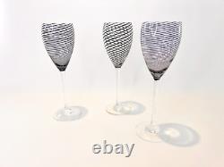 Beautiful Vintage Set Of 3 Steven Maslach Wine Glasses Signed Set! 1981 & 1984