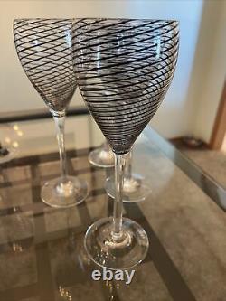 Beautiful Vintage Set Of 4 Steven Maslach Wine Glasses. Signed Set! 1983