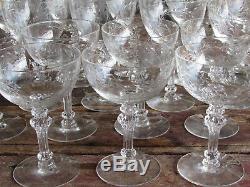 Beautiful Vtg Set Of 17 Etched Cut Crystal Wine-champagne-water Goblets-glasses