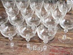 Beautiful Vtg Set Of 17 Etched Cut Crystal Wine-champagne-water Goblets-glasses