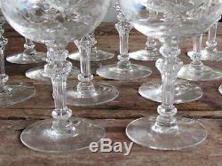 Beautiful Vtg Set Of 17 Etched Cut Crystal Wine-champagne-water Goblets-glasses