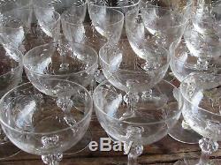 Beautiful Vtg Set Of 17 Etched Cut Crystal Wine-champagne-water Goblets-glasses