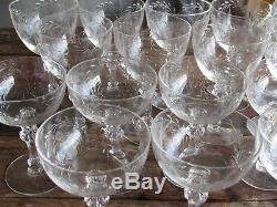 Beautiful Vtg Set Of 17 Etched Cut Crystal Wine-champagne-water Goblets-glasses