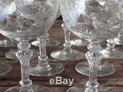 Beautiful Vtg Set Of 17 Etched Cut Crystal Wine-champagne-water Goblets-glasses