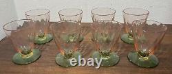 Beautiful Vtg Set Of 8 Pink & Green Watermelon 2-3/4 Shot/Liquor Glasses Glows