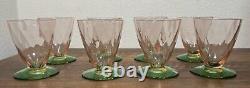 Beautiful Vtg Set Of 8 Pink & Green Watermelon 2-3/4 Shot/Liquor Glasses Glows