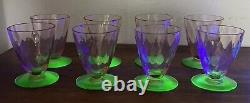 Beautiful Vtg Set Of 8 Pink & Green Watermelon 2-3/4 Shot/Liquor Glasses Glows