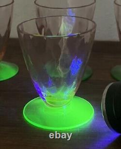 Beautiful Vtg Set Of 8 Pink & Green Watermelon 2-3/4 Shot/Liquor Glasses Glows