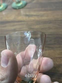 Beautiful Vtg Set Of 8 Pink & Green Watermelon 2-3/4 Shot/Liquor Glasses Glows