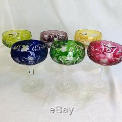 Bleikristall Cut To Clear Vintage Wine or Sherbet Crystal Stems Multi Color AJKA