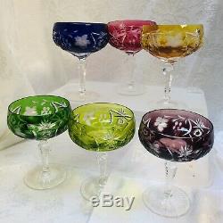 Bleikristall Cut To Clear Vintage Wine or Sherbet Crystal Stems Multi Color AJKA