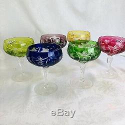 Bleikristall Cut To Clear Vintage Wine or Sherbet Crystal Stems Multi Color AJKA