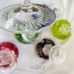 Bleikristall Cut To Clear Vintage Wine or Sherbet Crystal Stems Multi Color AJKA